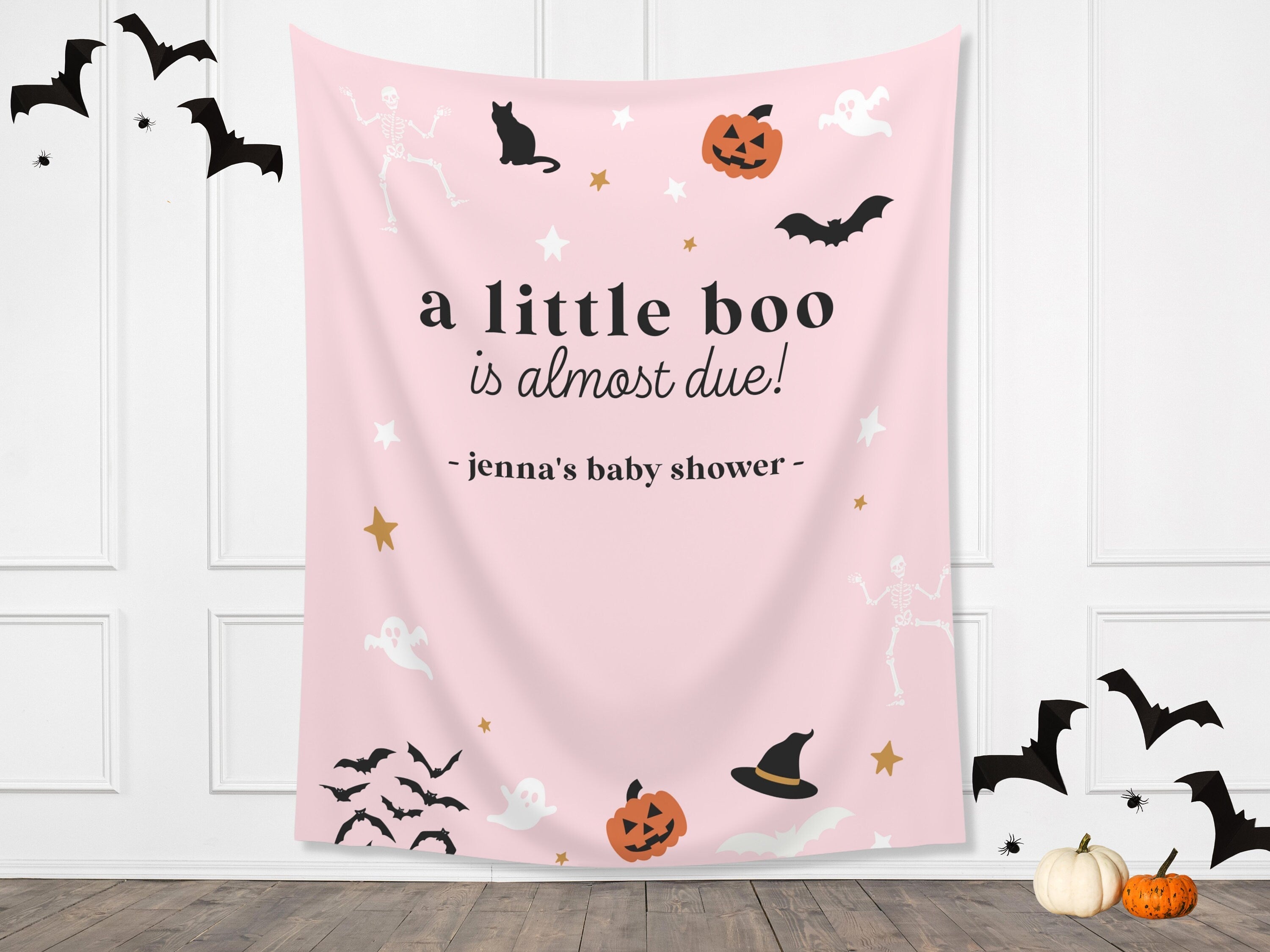 A Little Boo is Almost Due Halloween Baby Shower Banner Backdrop