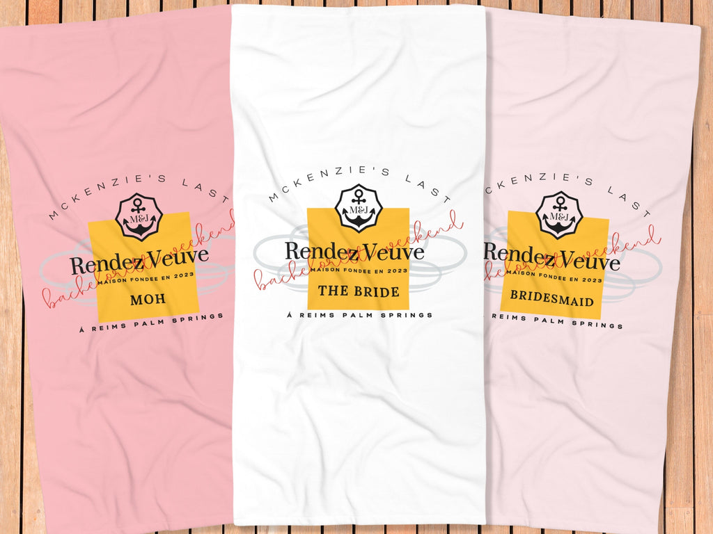 Last Rendez Veuve Bachelorette Party Customized Beach Towel