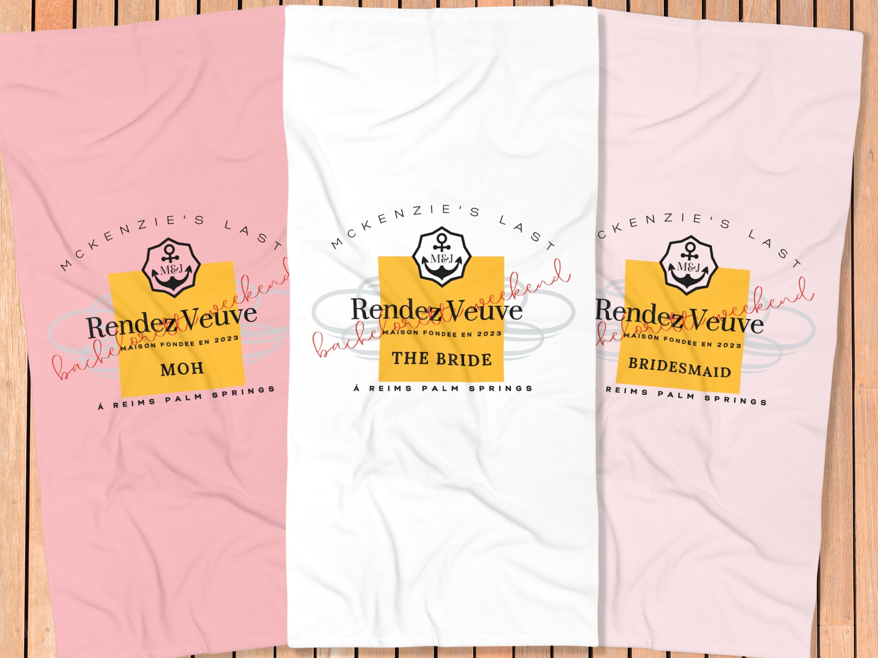 Last Rendez Veuve Bachelorette Party Customized Beach Towel