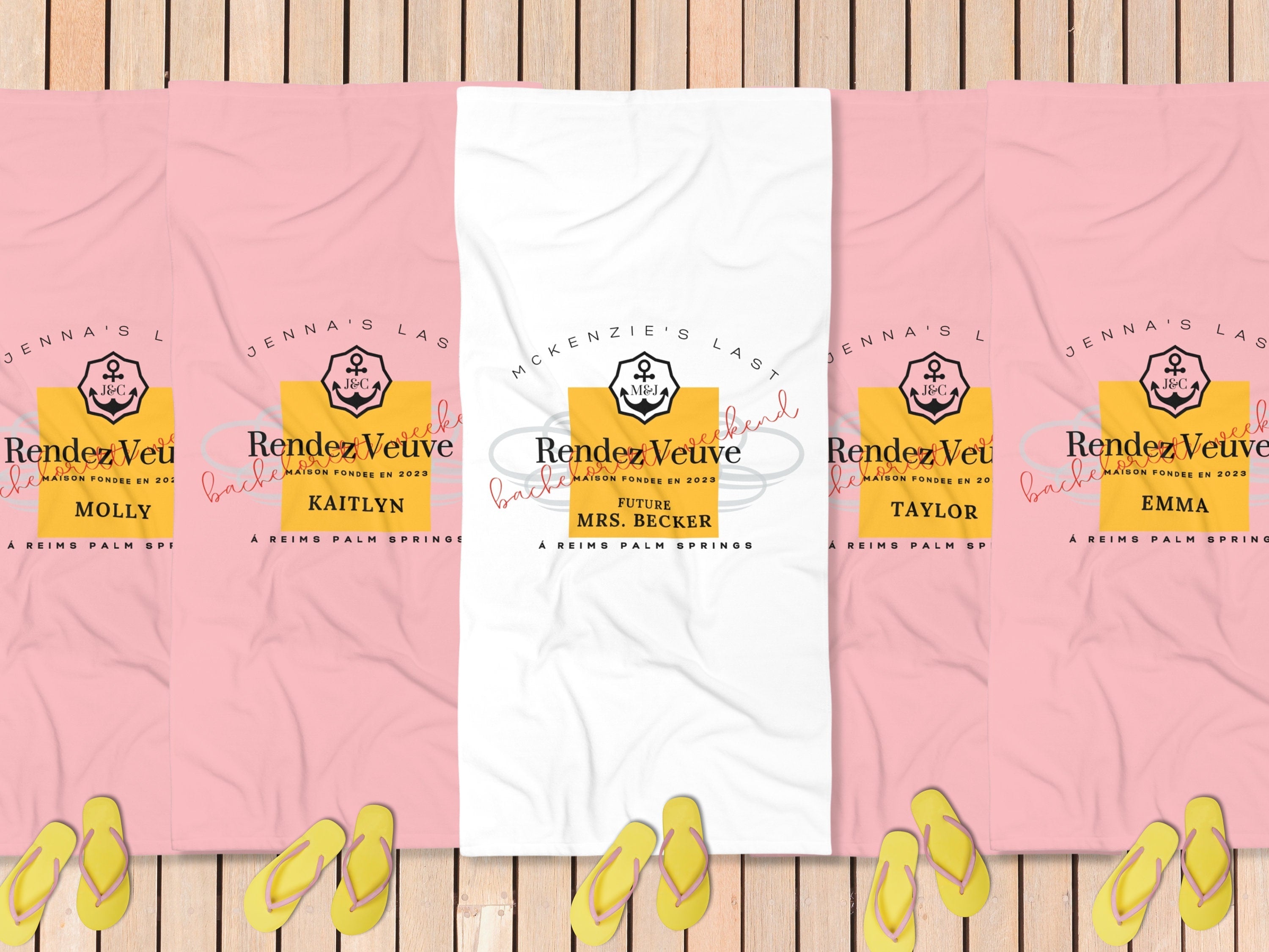 Last Rendez Veuve Bachelorette Party Customized Beach Towel
