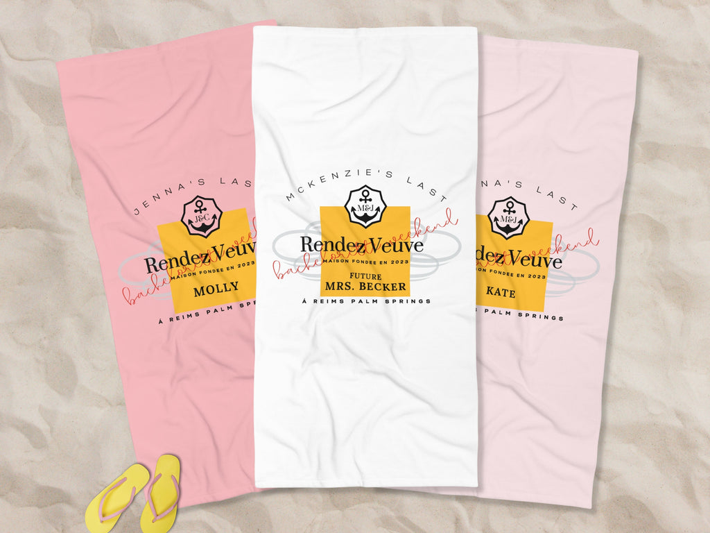 Last Rendez Veuve Bachelorette Party Customized Beach Towel