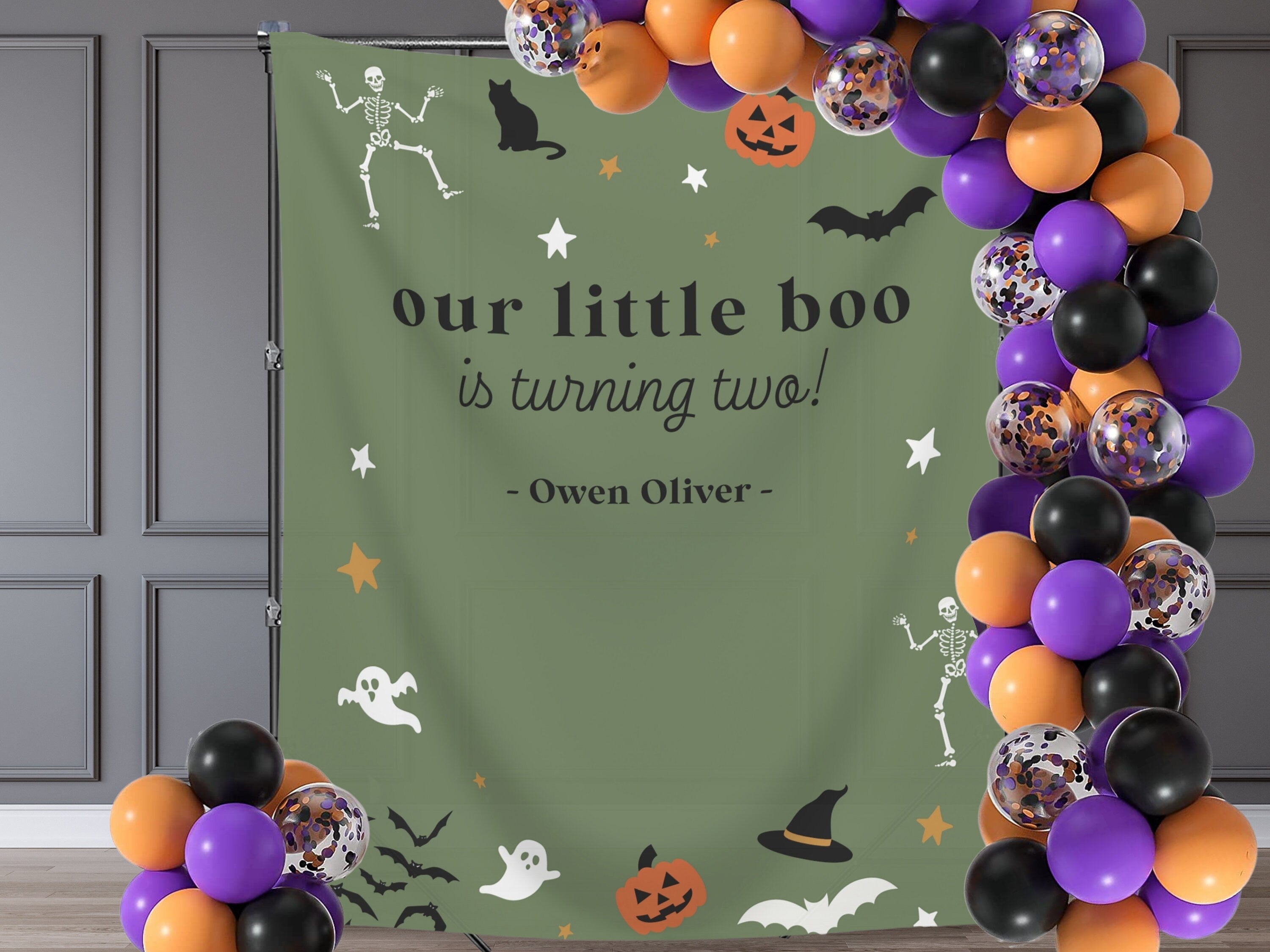Our Little Boo is Turning Two Halloween Birthday Party Banner