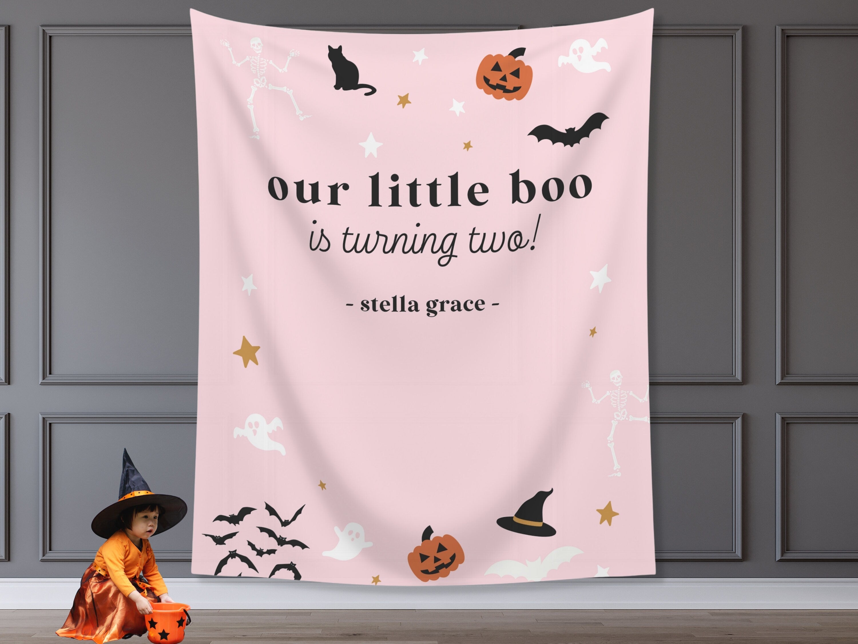 Our Little Boo is Turning Two Halloween Birthday Party Banner