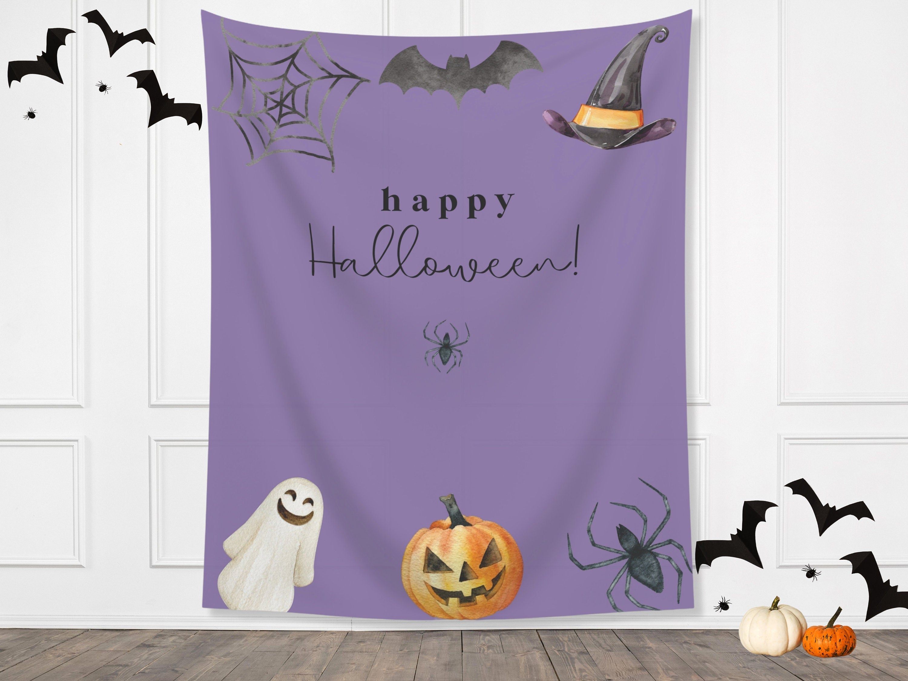 Simple Watercolor Custom Halloween Party Banner Backdrop
