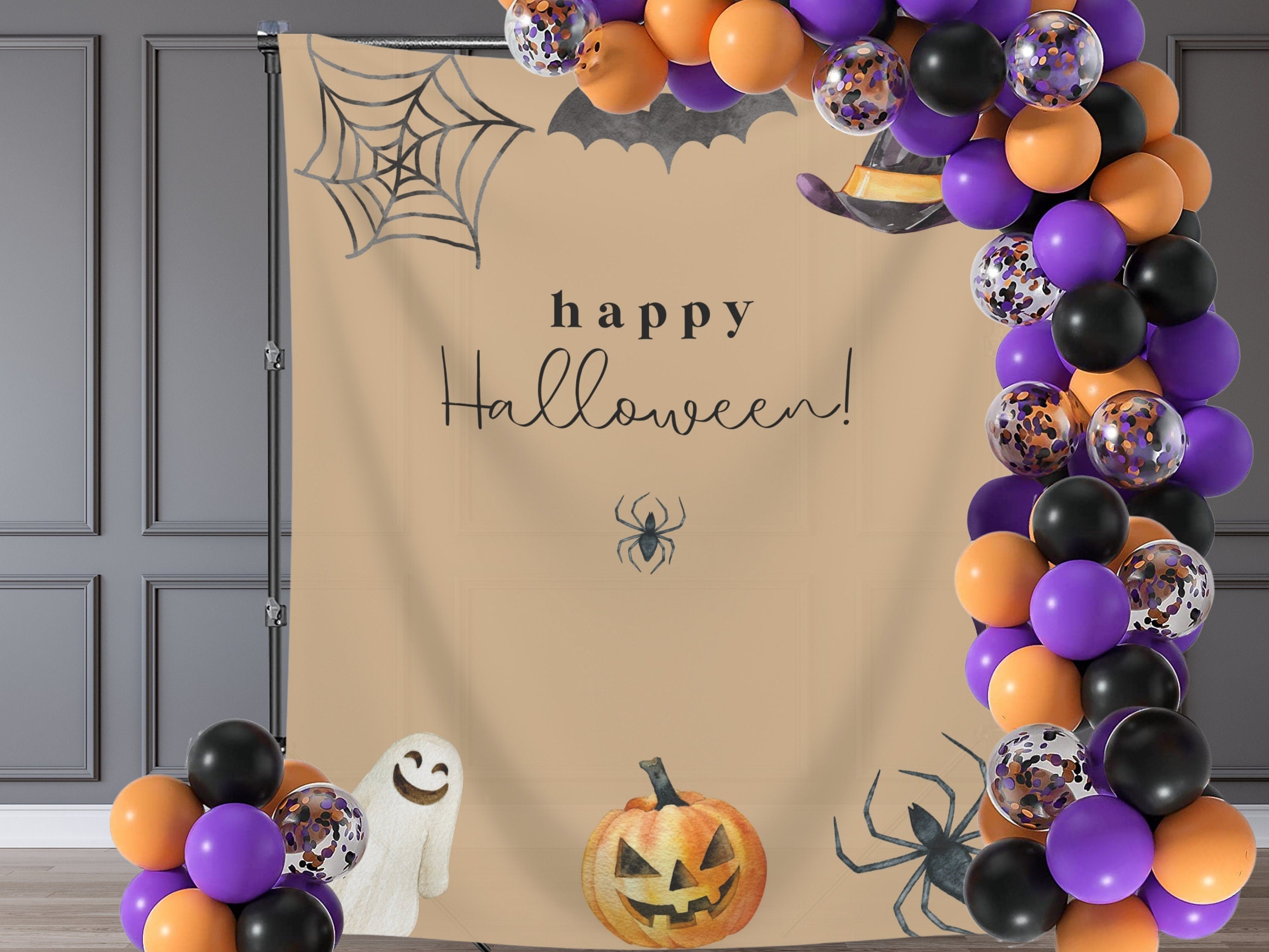 Simple Watercolor Custom Halloween Party Banner Backdrop