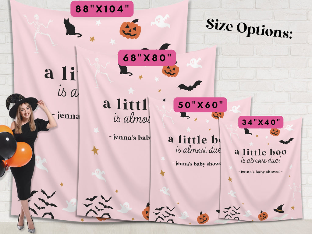 A Little Boo is Almost Due Halloween Baby Shower Banner Backdrop