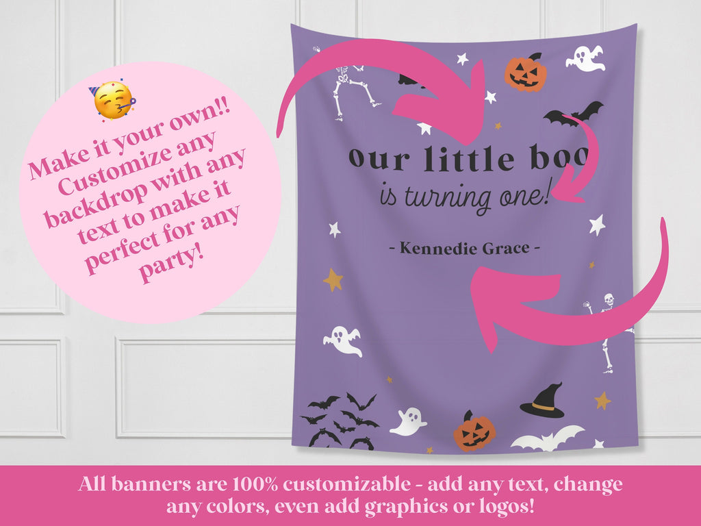 Our Little Boo is Turning Two Halloween Birthday Party Banner