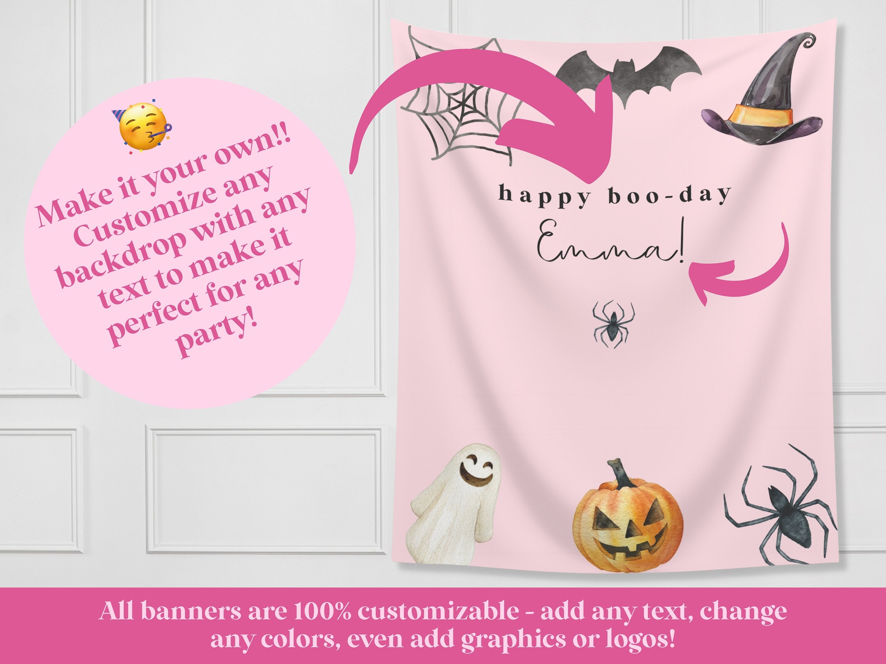 Simple Watercolor Custom Halloween Party Banner Backdrop