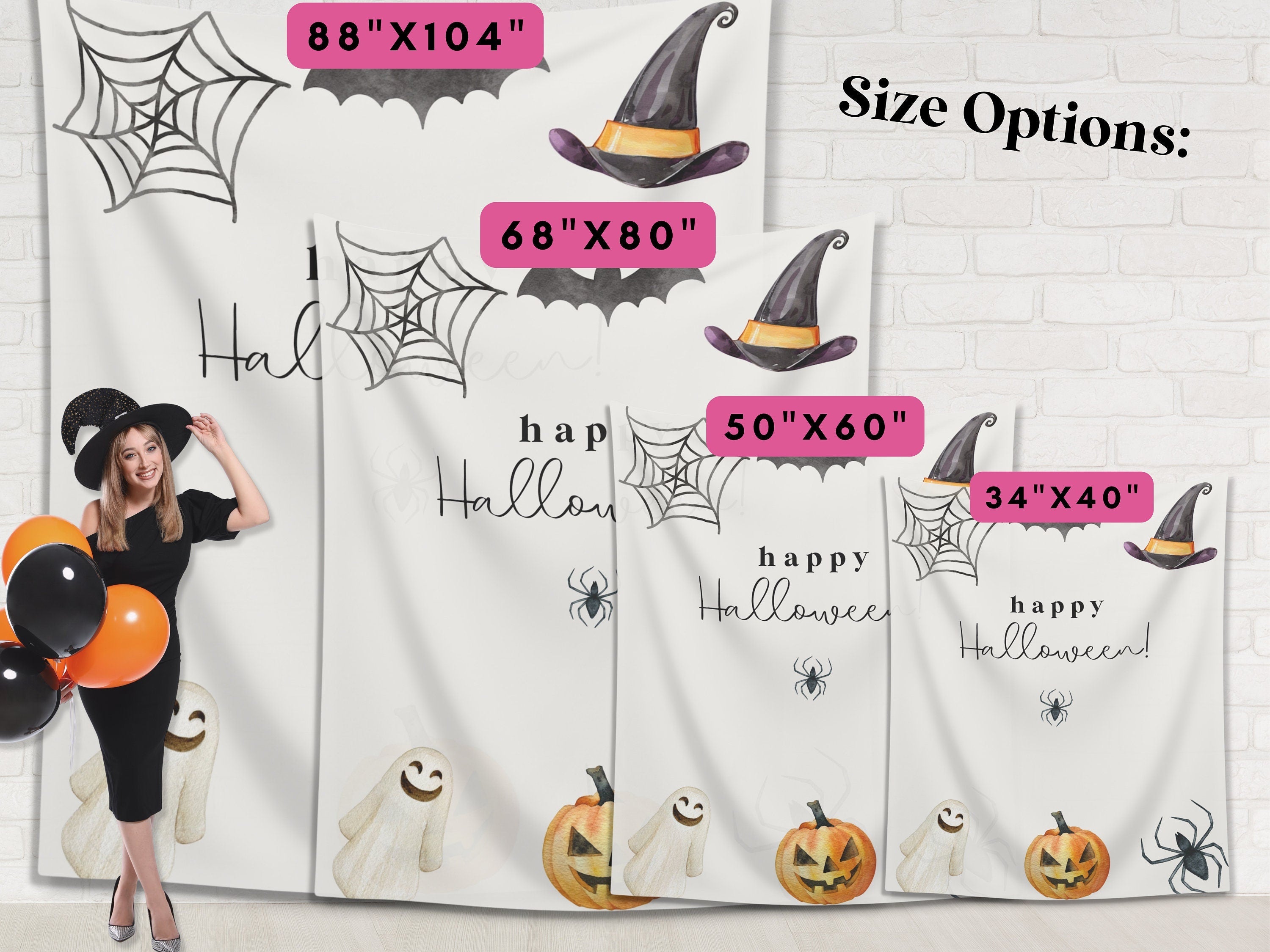 Simple Watercolor Custom Halloween Party Banner Backdrop