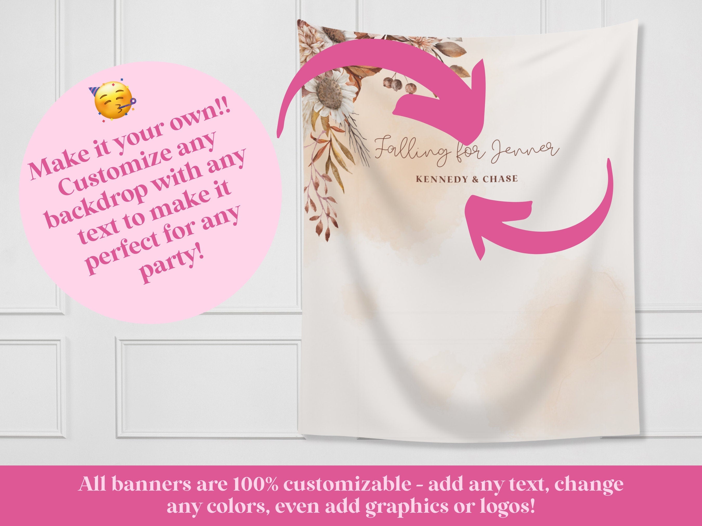 Watercolor Boho Falling in Love Banner