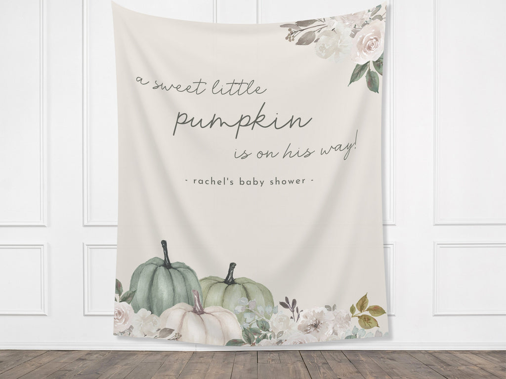 A Little Pumpkin is On The Way Fall Baby Shower Banner