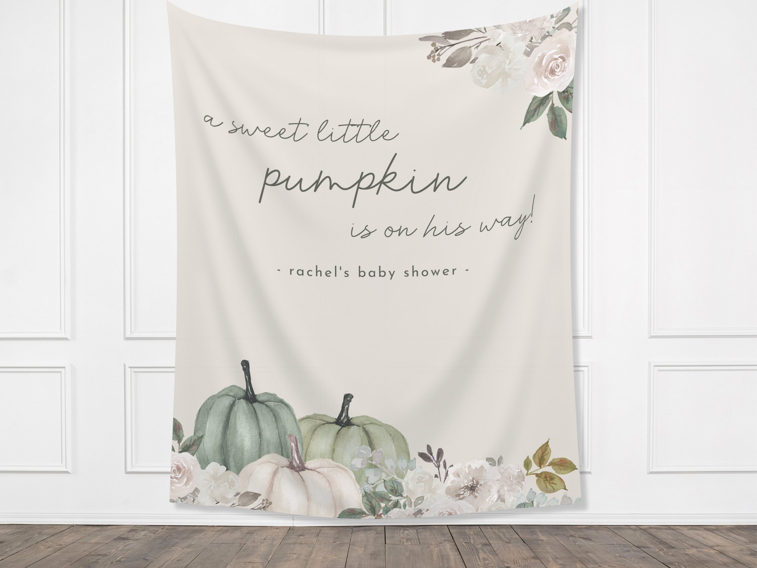 A Little Pumpkin is On The Way Fall Baby Shower Banner