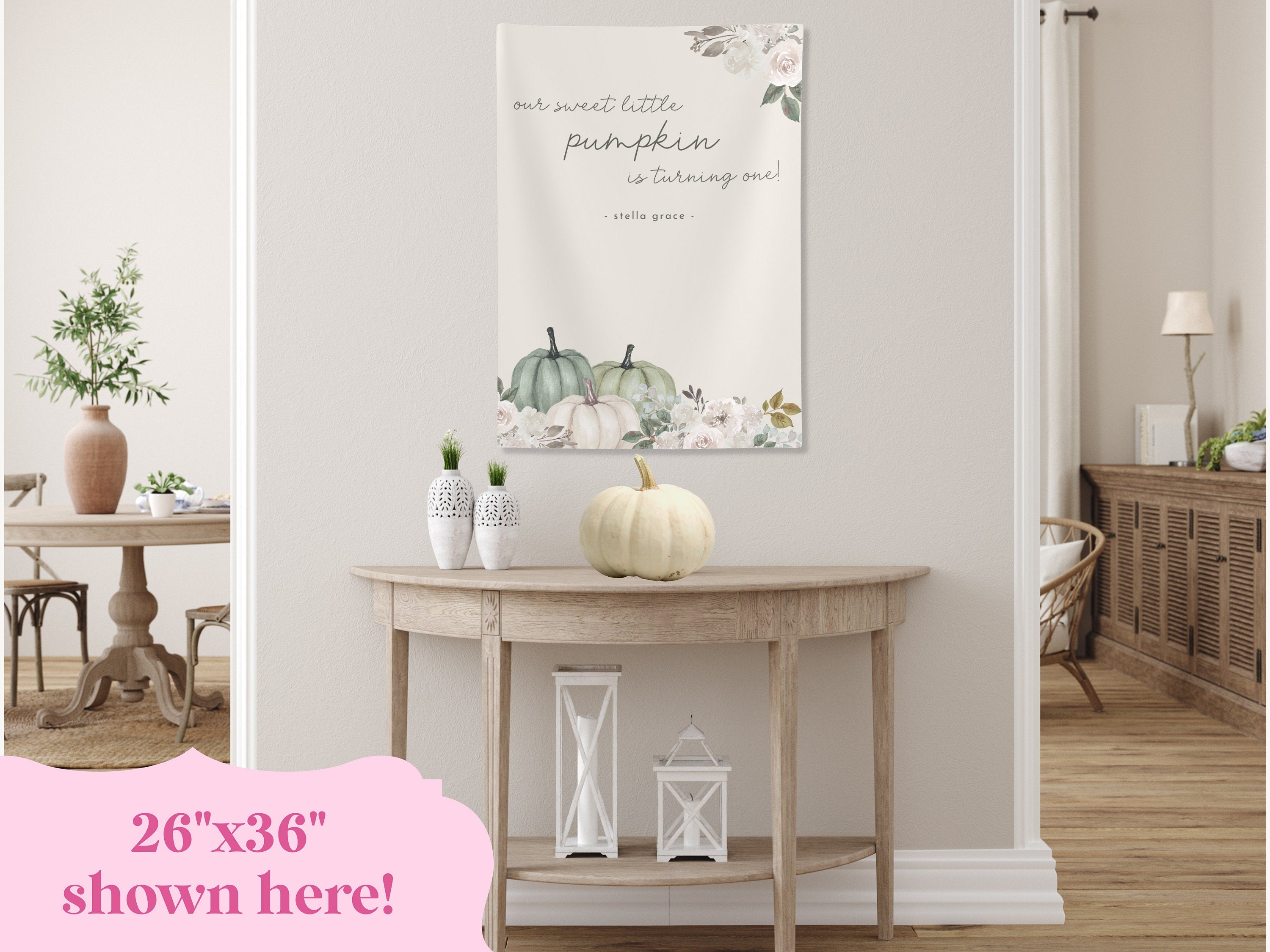 Sage Our Little Pumpkin Birthday Banner