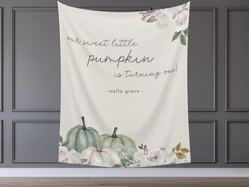 Sage Our Little Pumpkin Birthday Banner