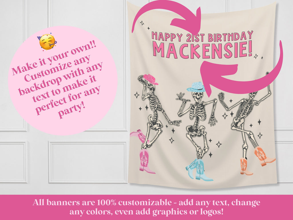Let's Go Ghouls Skeleton Custom Banner Backdrop