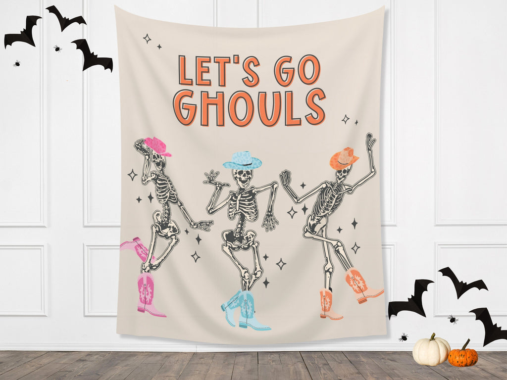 Let's Go Ghouls Skeleton Custom Banner Backdrop