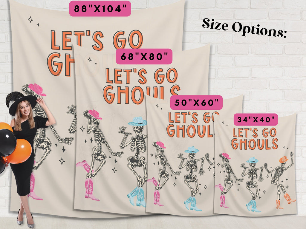 Let's Go Ghouls Skeleton Custom Banner Backdrop