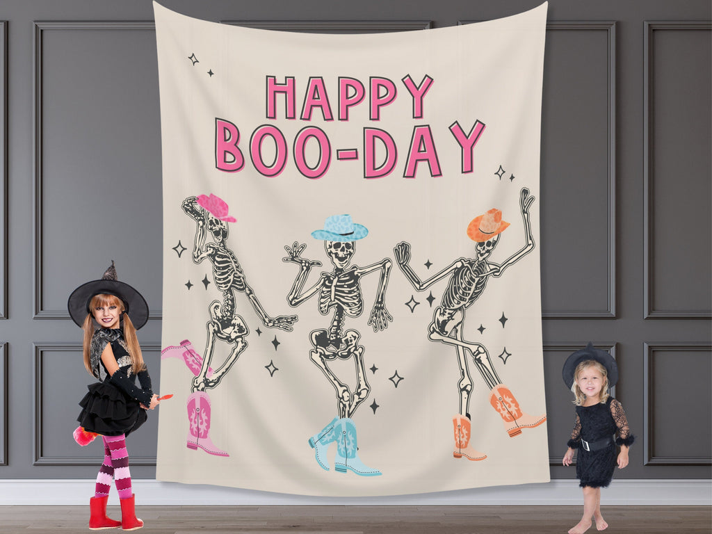 Let's Go Ghouls Skeleton Custom Banner Backdrop