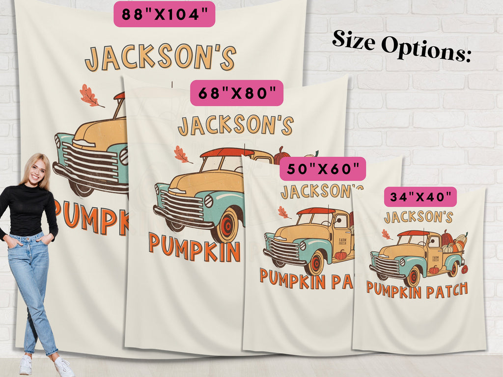 Pumpkin Patch Truck Custom Text Banner Backdrop