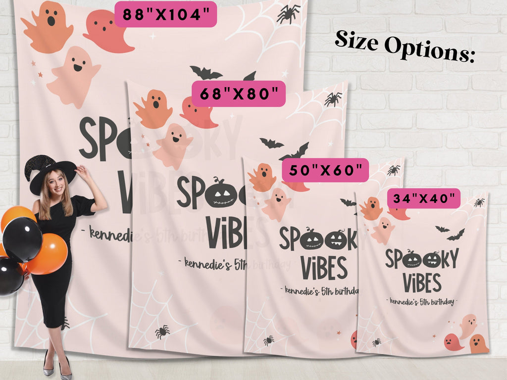 Spooky Vibes Ghost Halloween Banner Backdrop