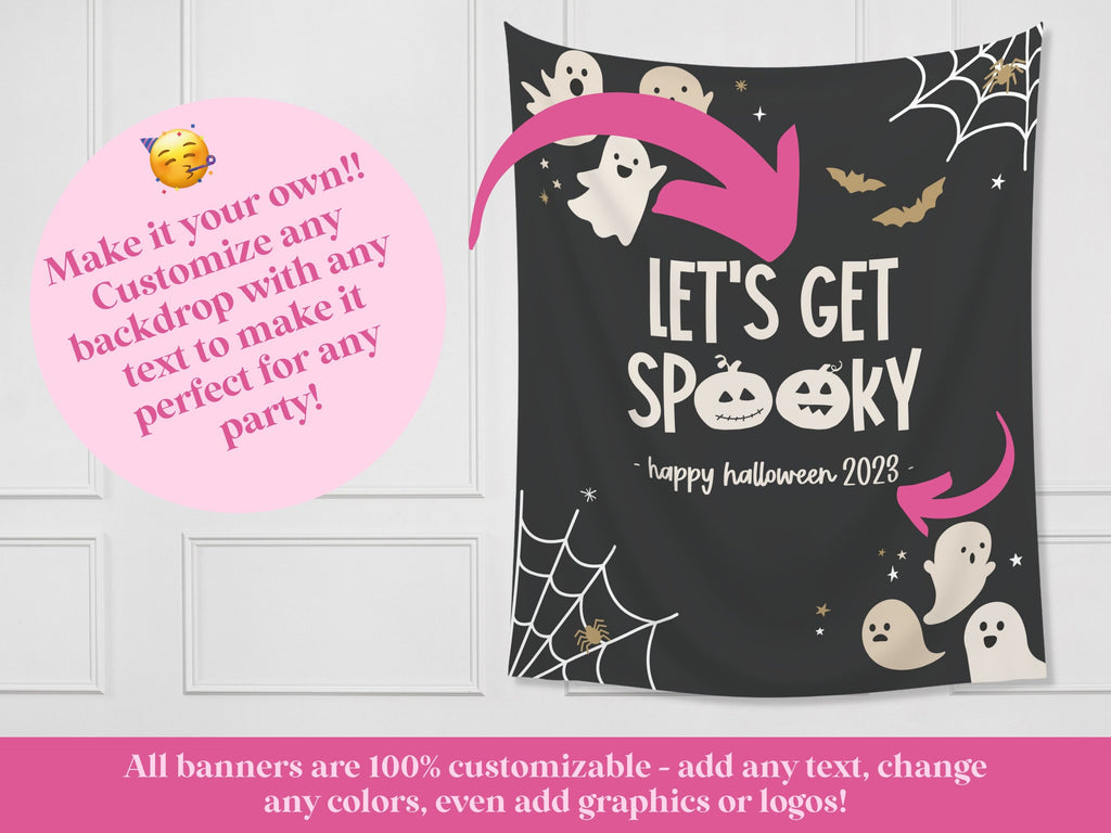 Spooky Vibes Ghost Halloween Banner Backdrop