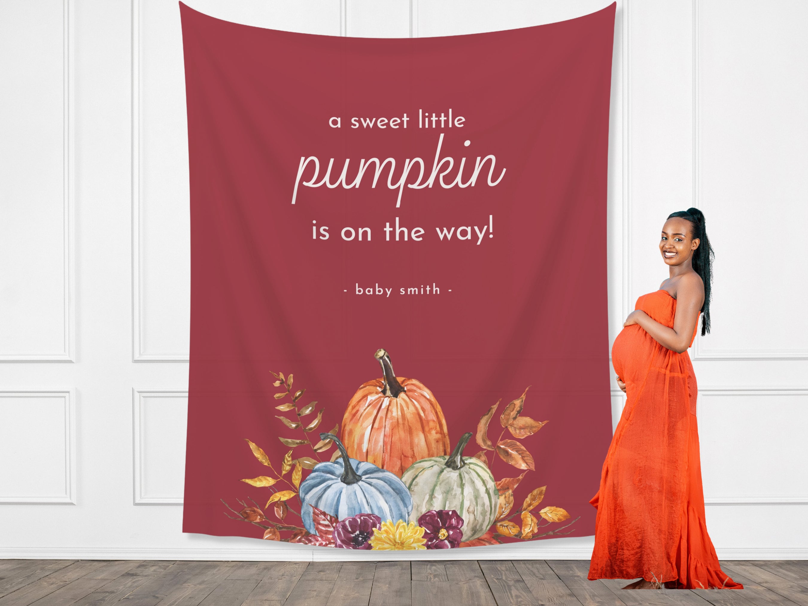 Colorful A Little Pumpkin Is On The Way Banner