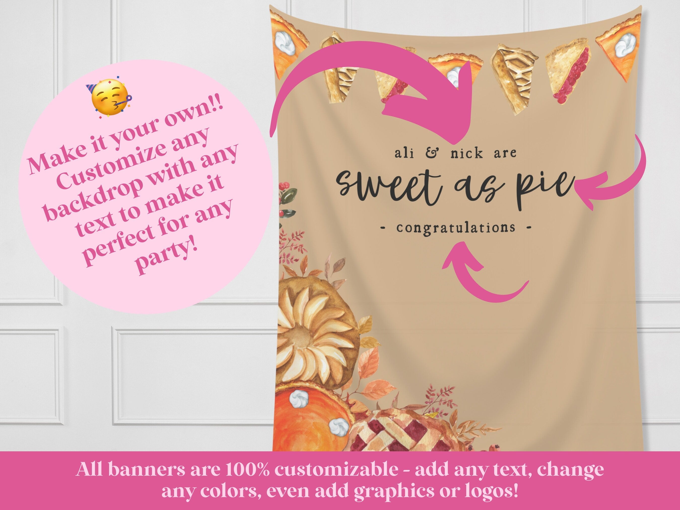 Sweet as Pie Birthday Custom Banner