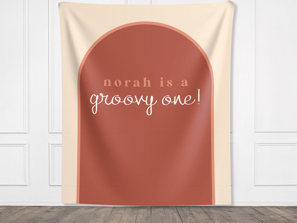 Arch Custom Text Party Banner| Personalized Name or Saying Arch Backdrop Retro Boho Bachelorette, Baby Shower and Birthday Party Décor