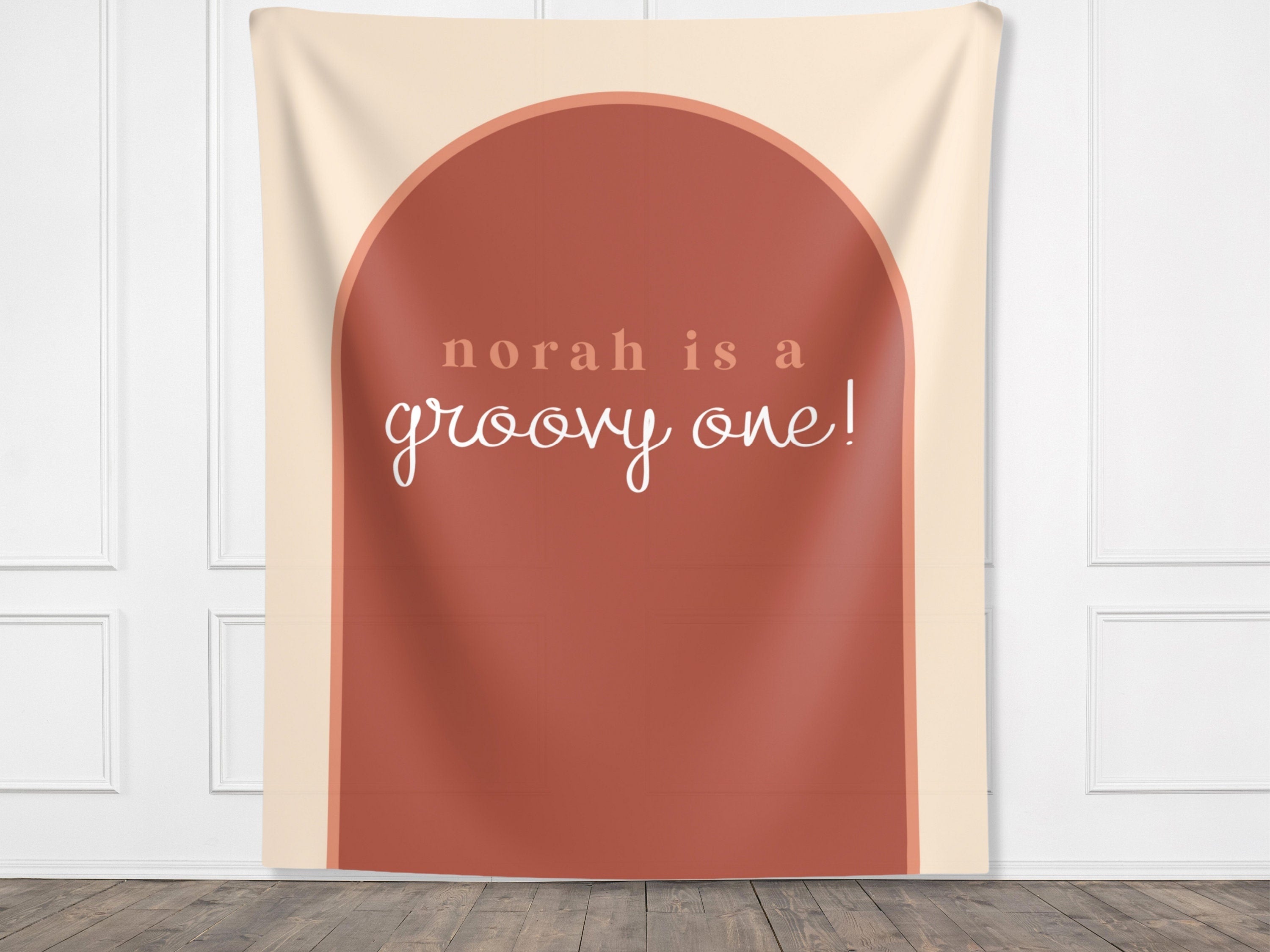 Arch Custom Text Party Banner| Personalized Name or Saying Arch Backdrop Retro Boho Bachelorette, Baby Shower and Birthday Party Décor