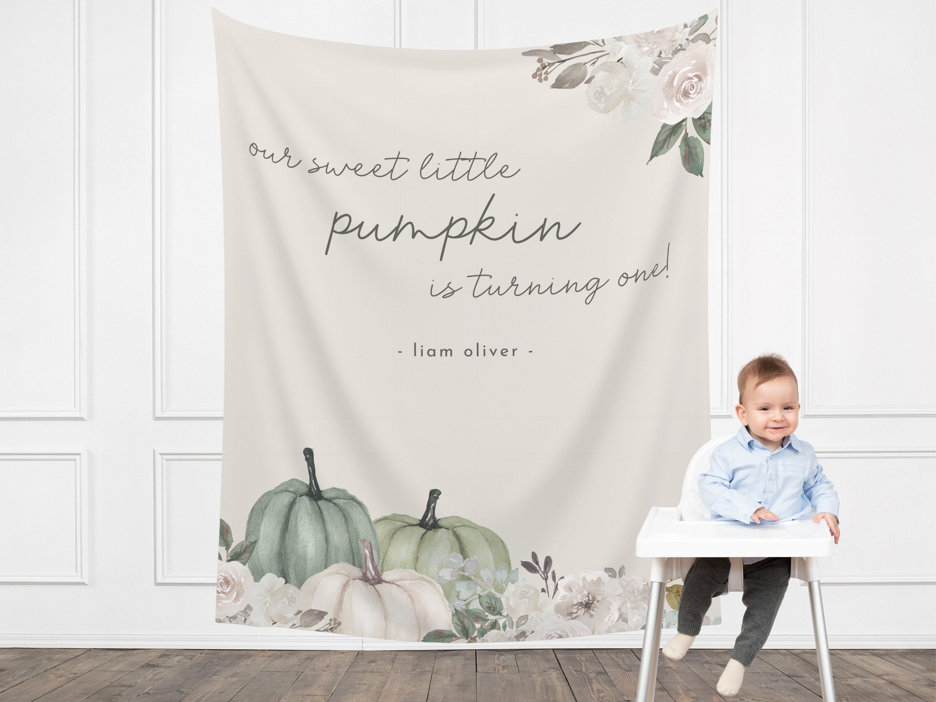 Sage Our Little Pumpkin Birthday Banner