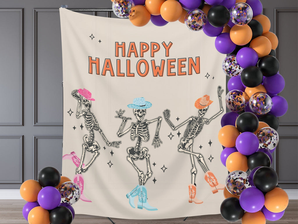 Let's Go Ghouls Skeleton Custom Banner Backdrop