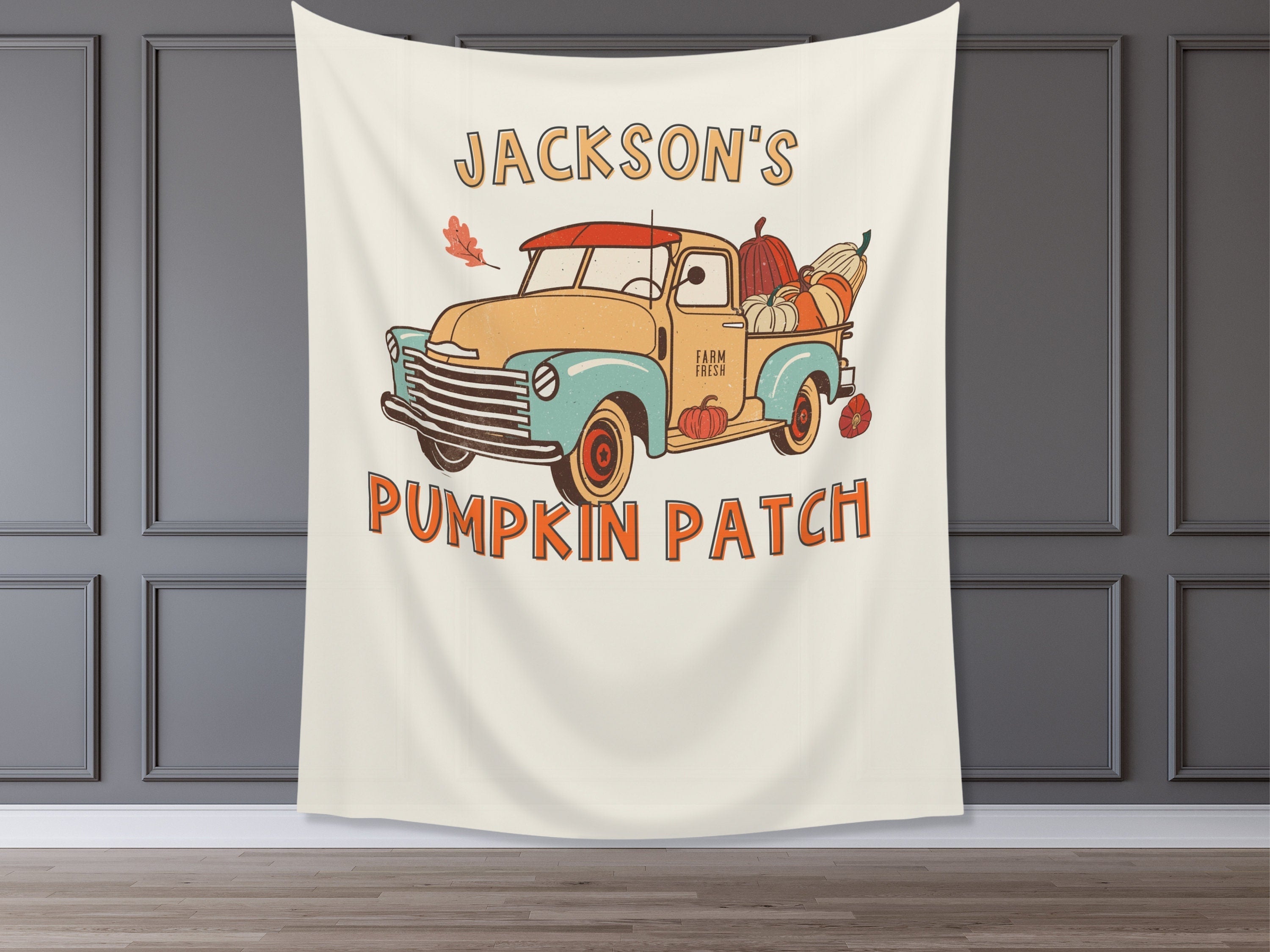 Pumpkin Patch Truck Custom Text Banner Backdrop