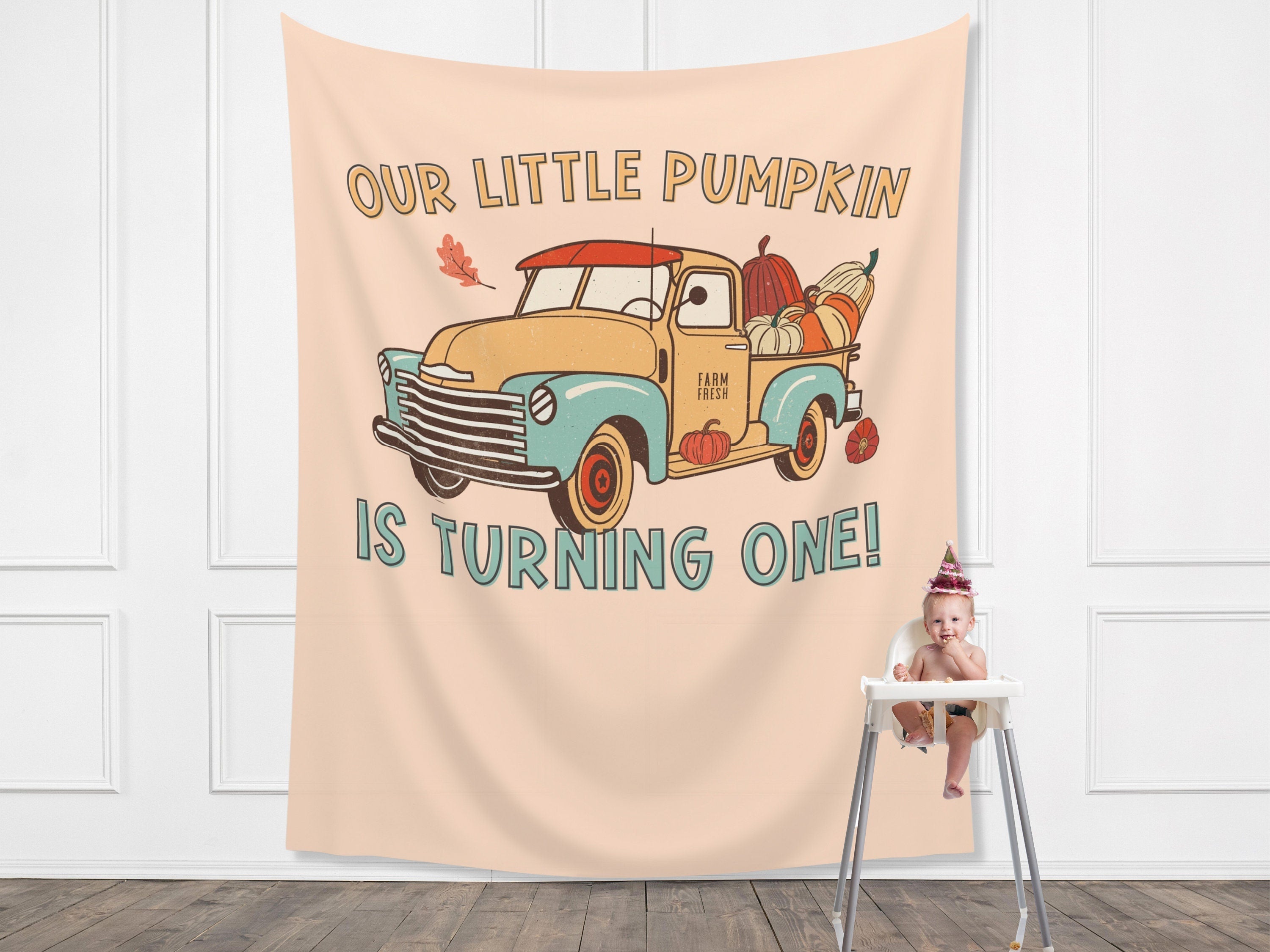 Pumpkin Patch Truck Custom Text Banner Backdrop