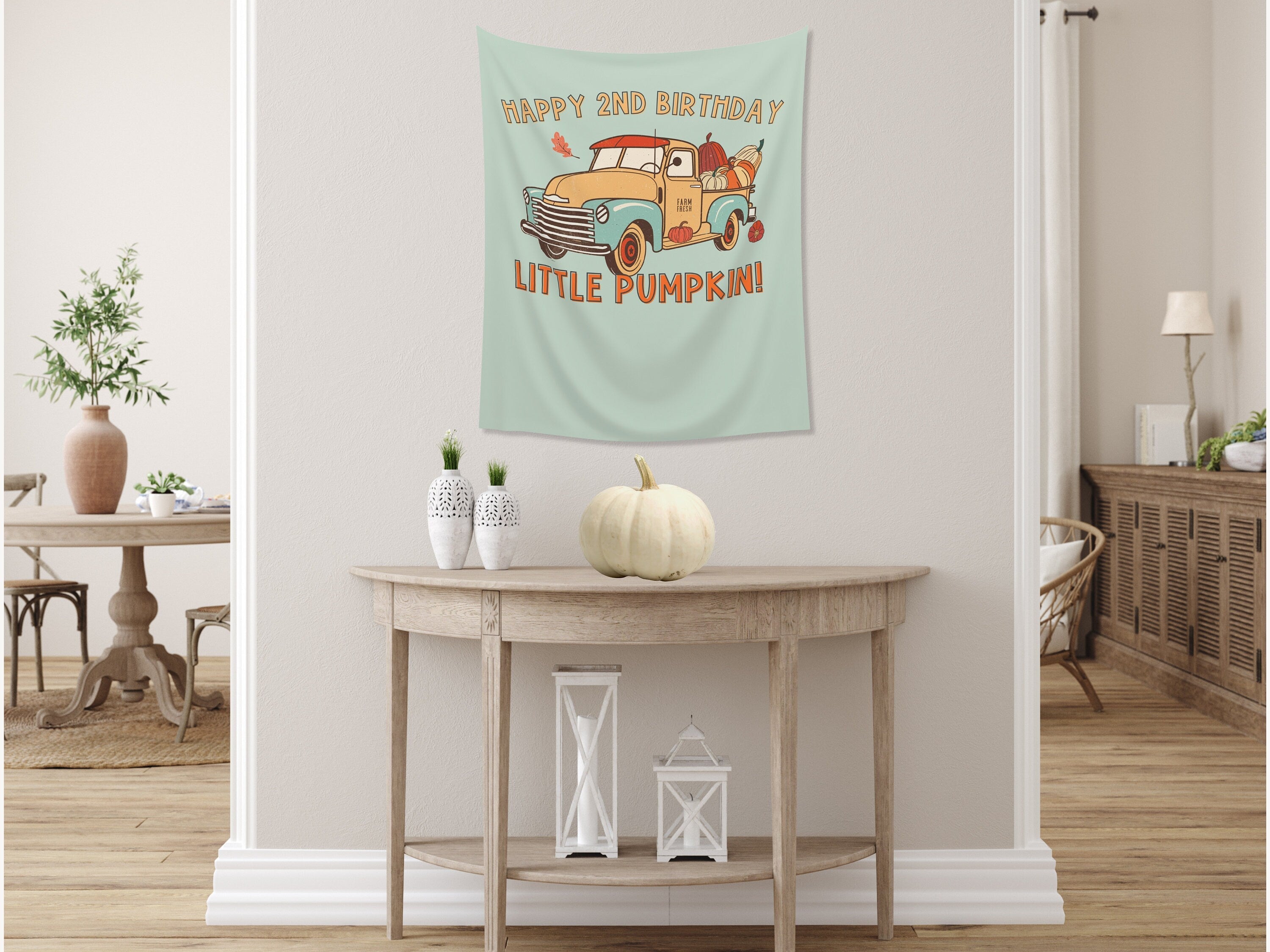Pumpkin Patch Truck Custom Text Banner Backdrop