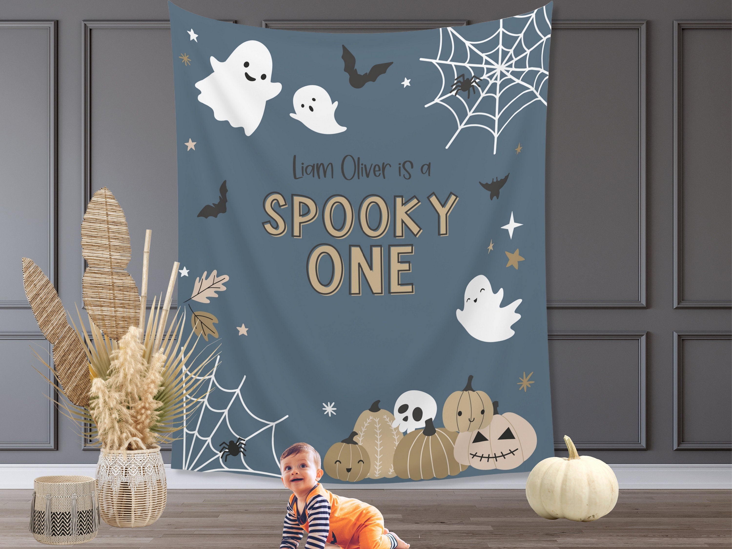 Spooky ONE Halloween Birthday Party Banner