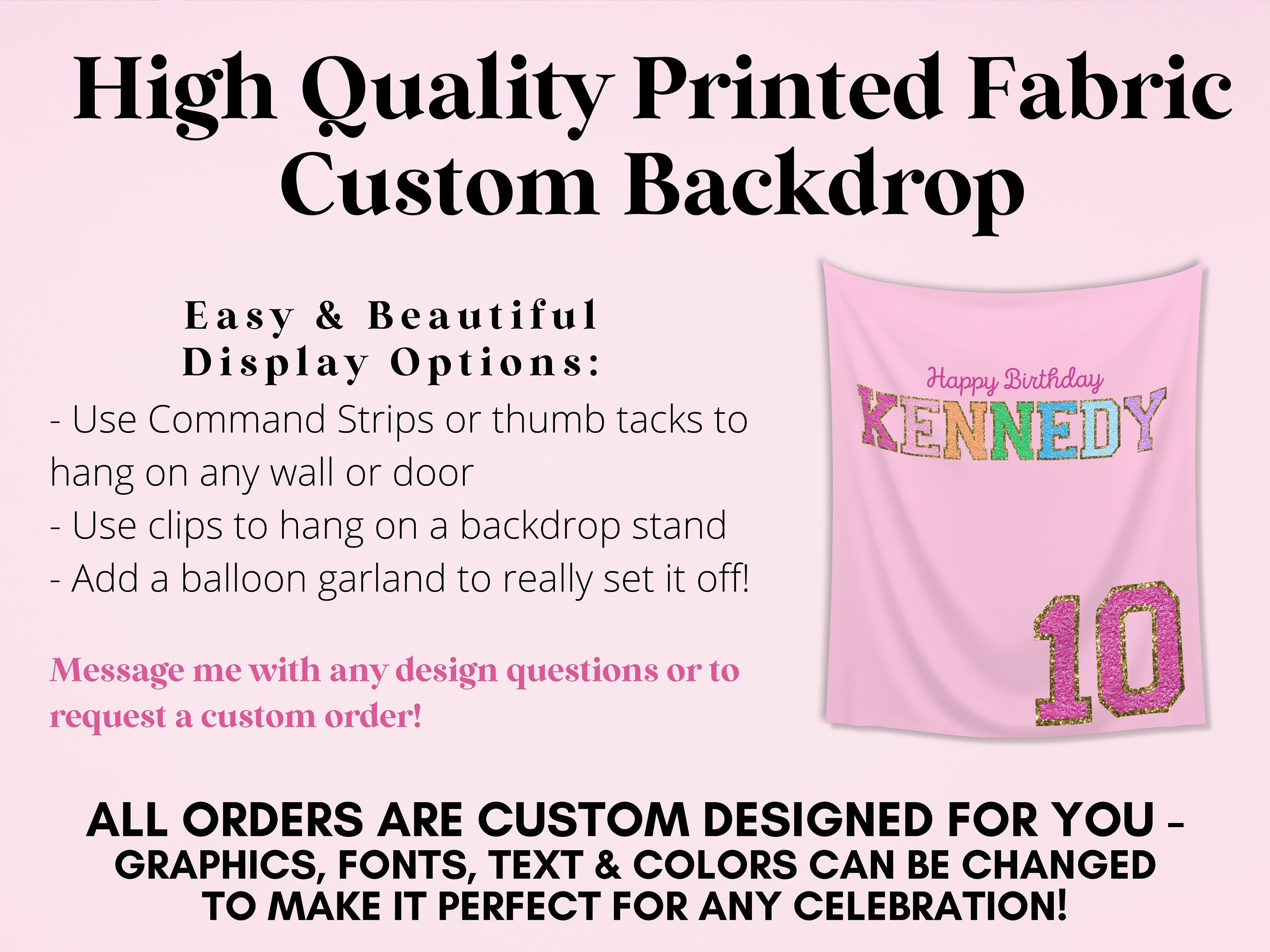 Preppy Patch Glitter Letter Custom Party Banner Backdrop