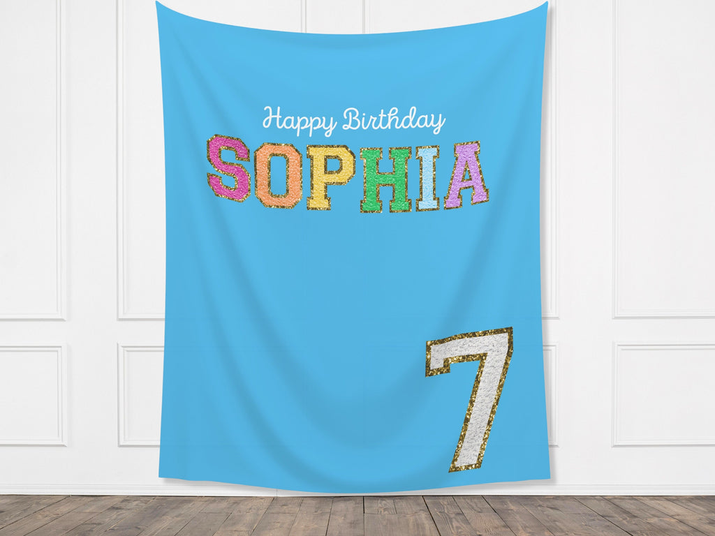 Preppy Patch Glitter Letter Custom Party Banner Backdrop