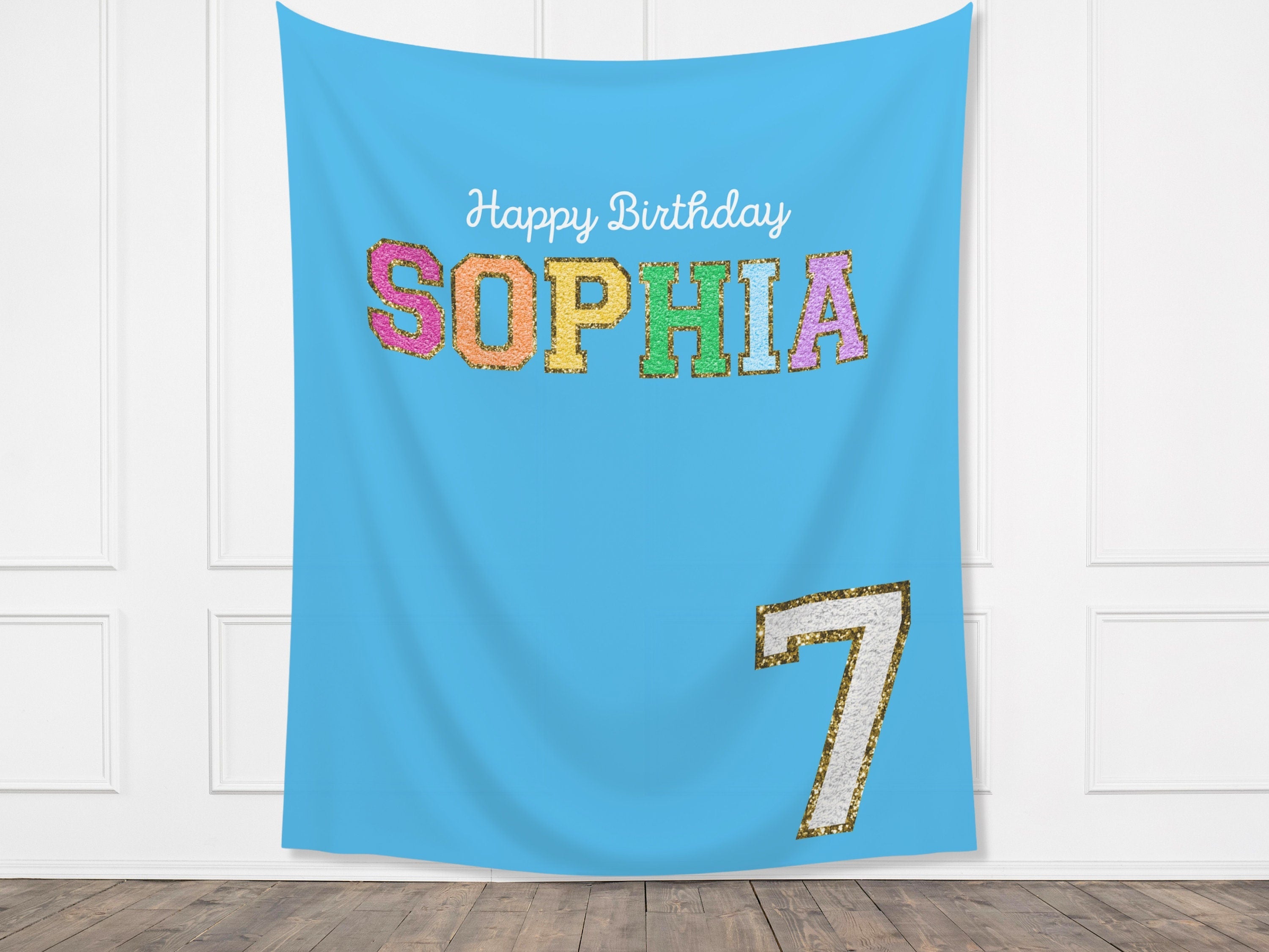 Preppy Patch Glitter Letter Custom Party Banner Backdrop