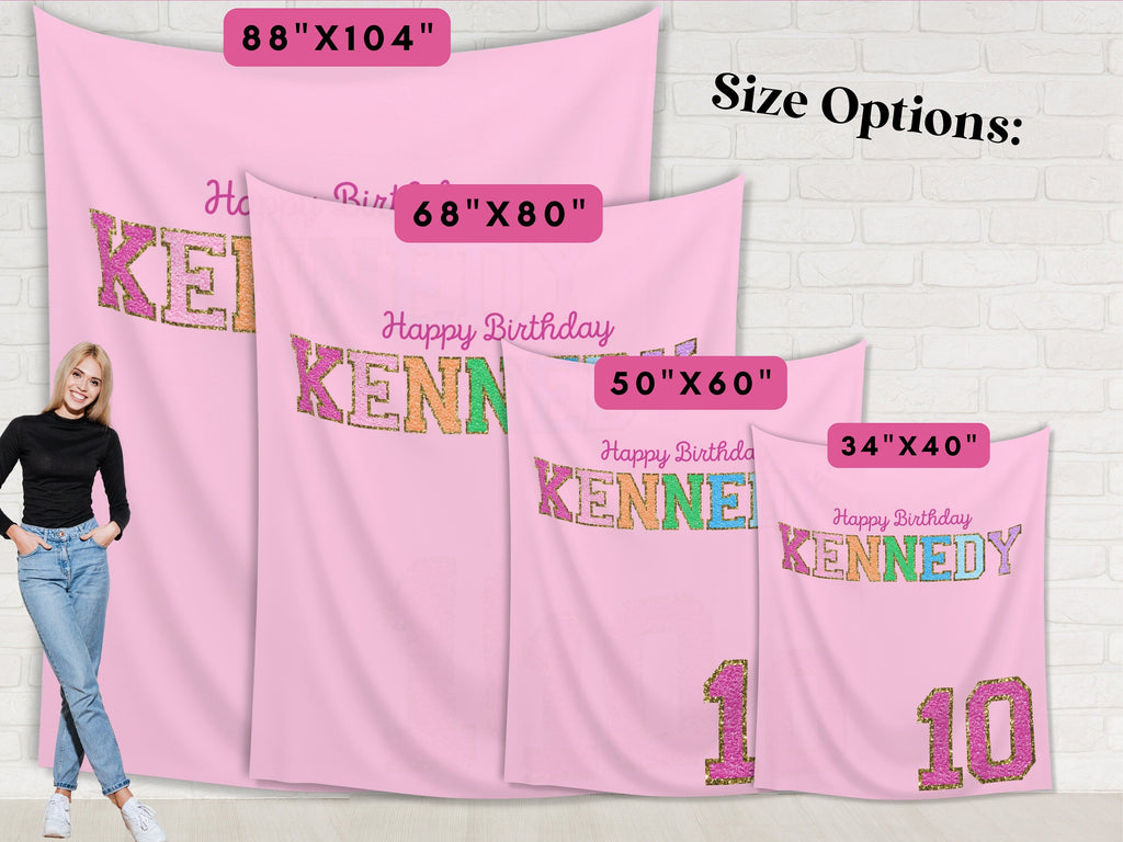 Preppy Patch Glitter Letter Custom Party Banner Backdrop