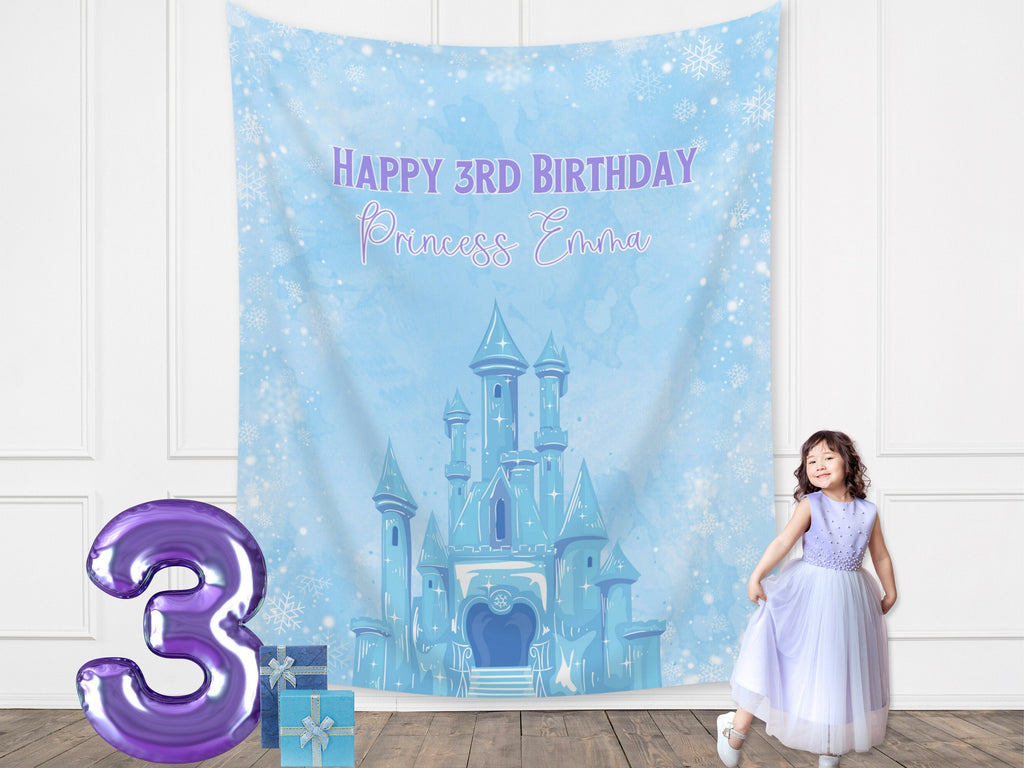 Ice Castle Frozen Birthday Party Banner Backdrop IV