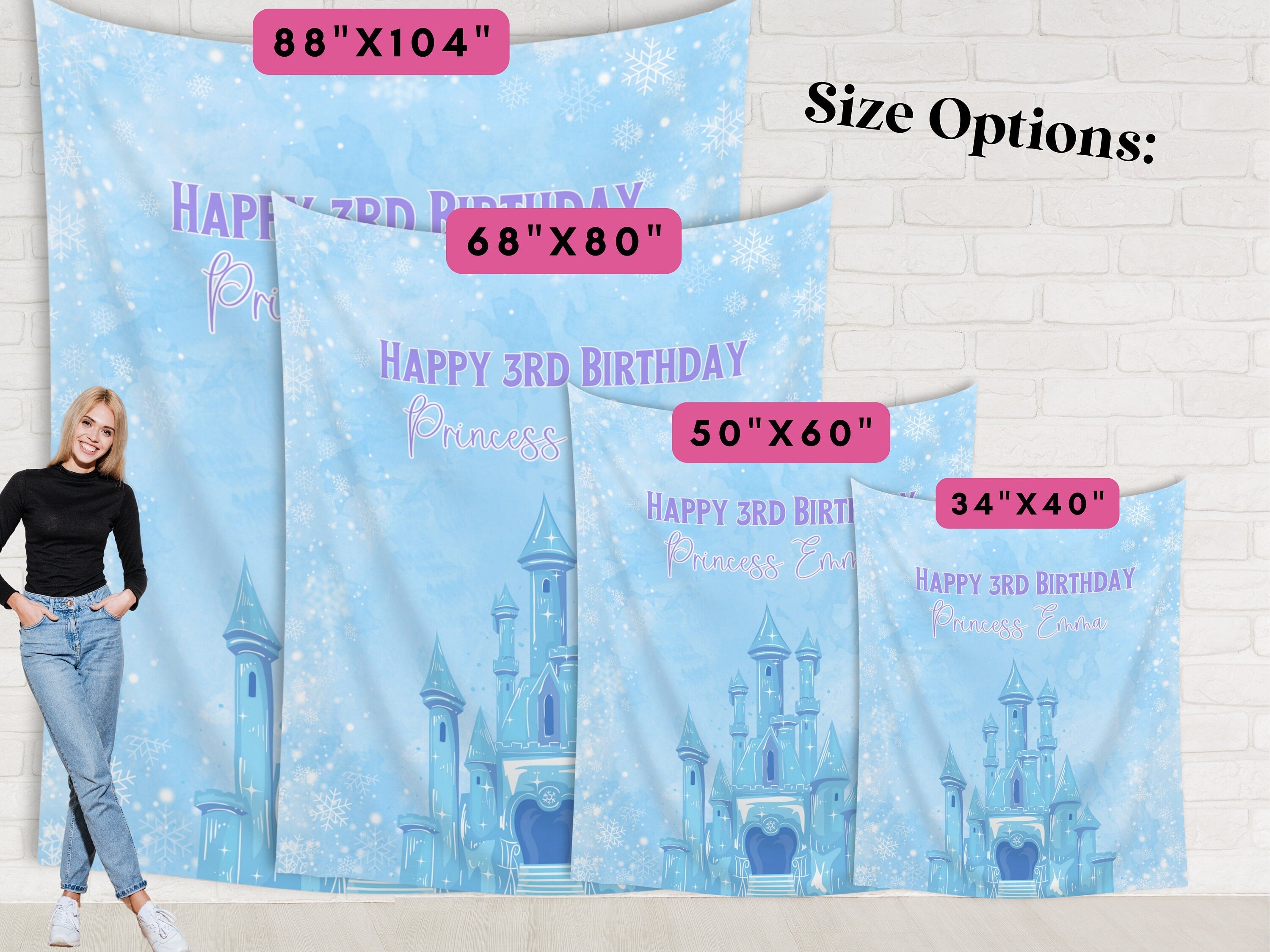 Ice Castle Frozen Birthday Party Banner Backdrop IV