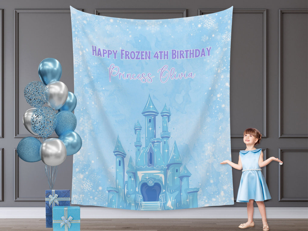Ice Castle Frozen Birthday Party Banner Backdrop IV