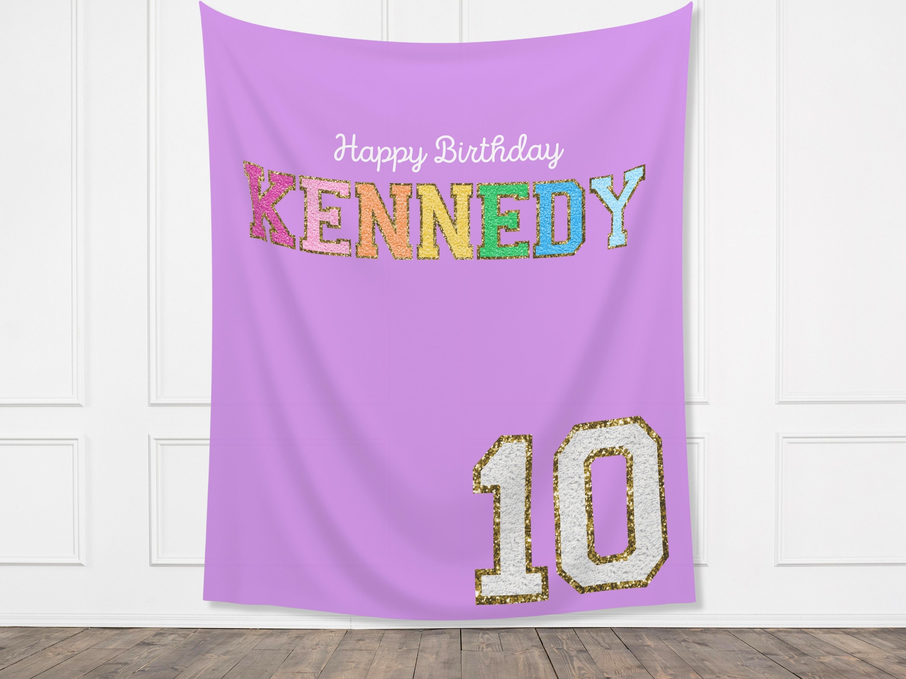 Preppy Patch Glitter Letter Custom Party Banner Backdrop