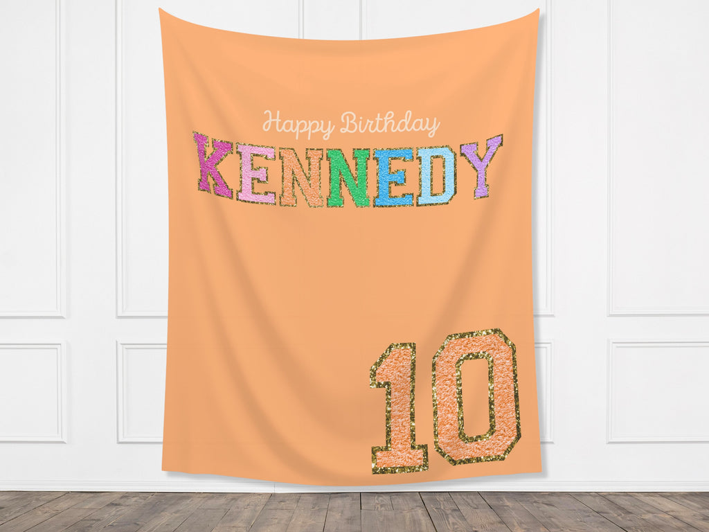 Preppy Patch Glitter Letter Custom Party Banner Backdrop