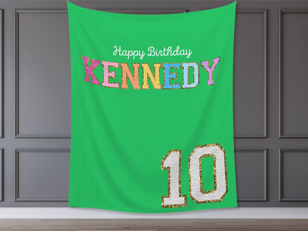 Preppy Patch Glitter Letter Custom Party Banner Backdrop