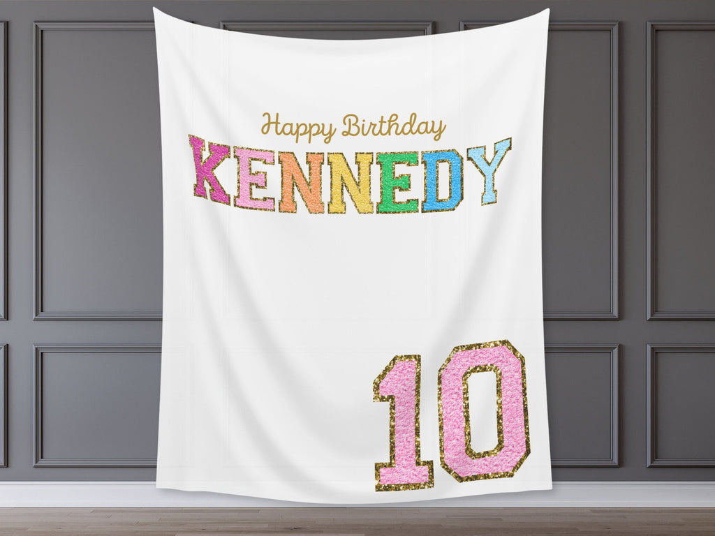 Preppy Patch Glitter Letter Custom Party Banner Backdrop