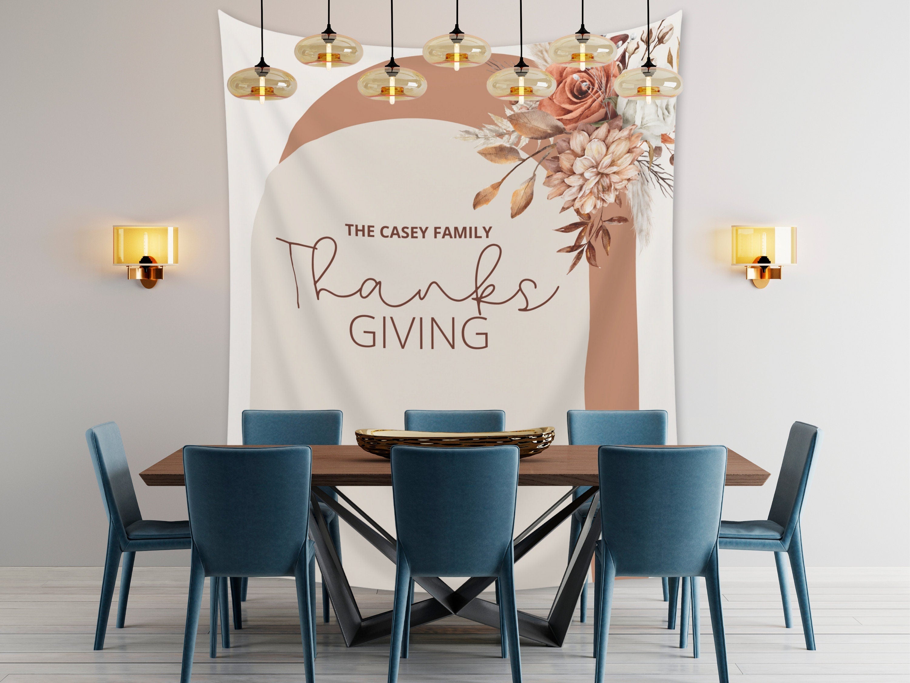 Thanksgiving Boho Arch Fall Floral Banner
