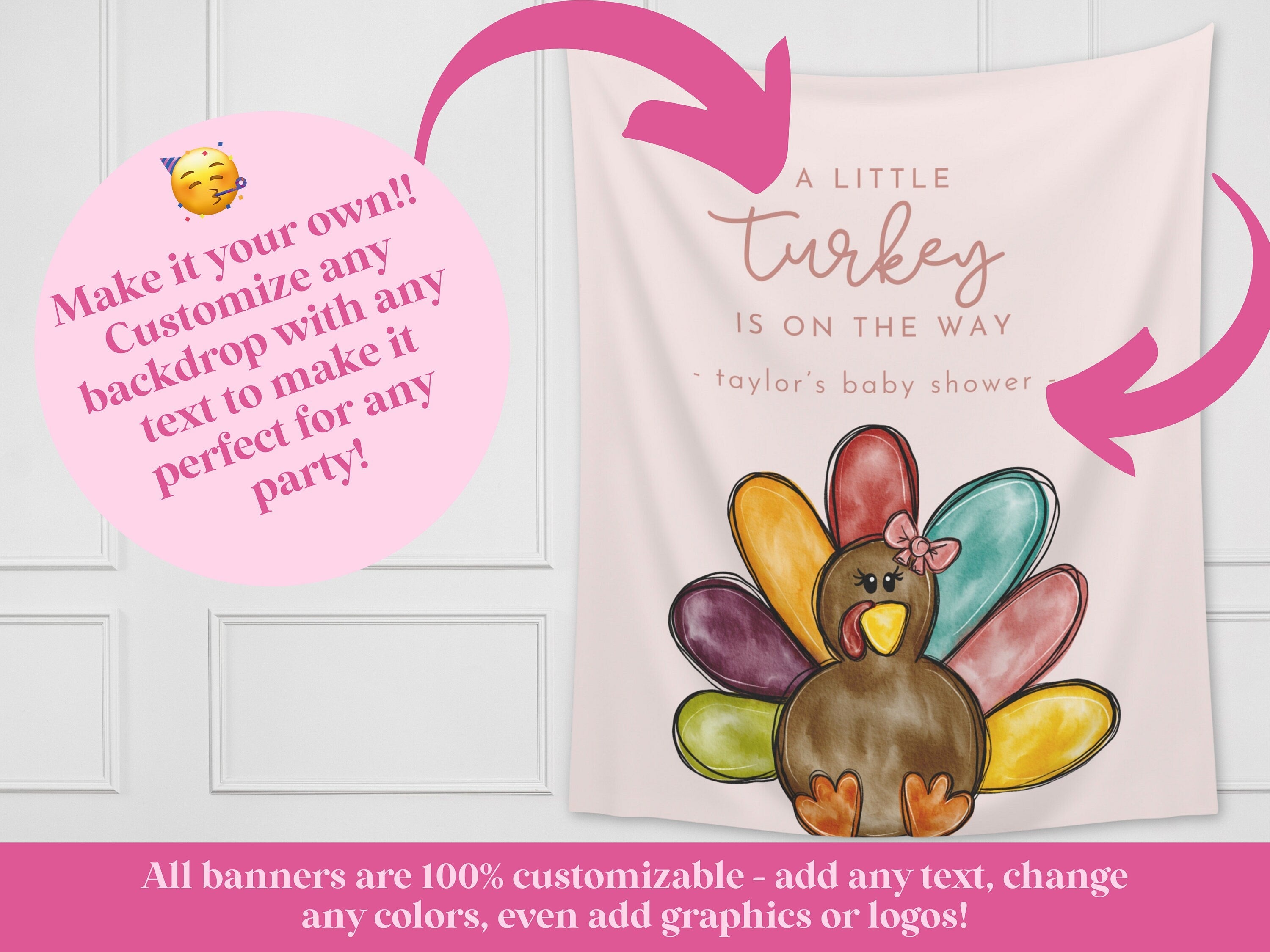 A Little Turkey Girl's Birthday Backdrop