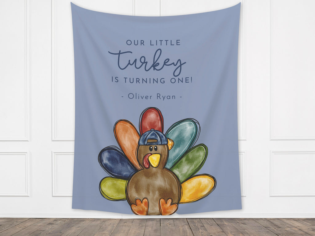 A Little Turkey Boy's Birthday Backdrop