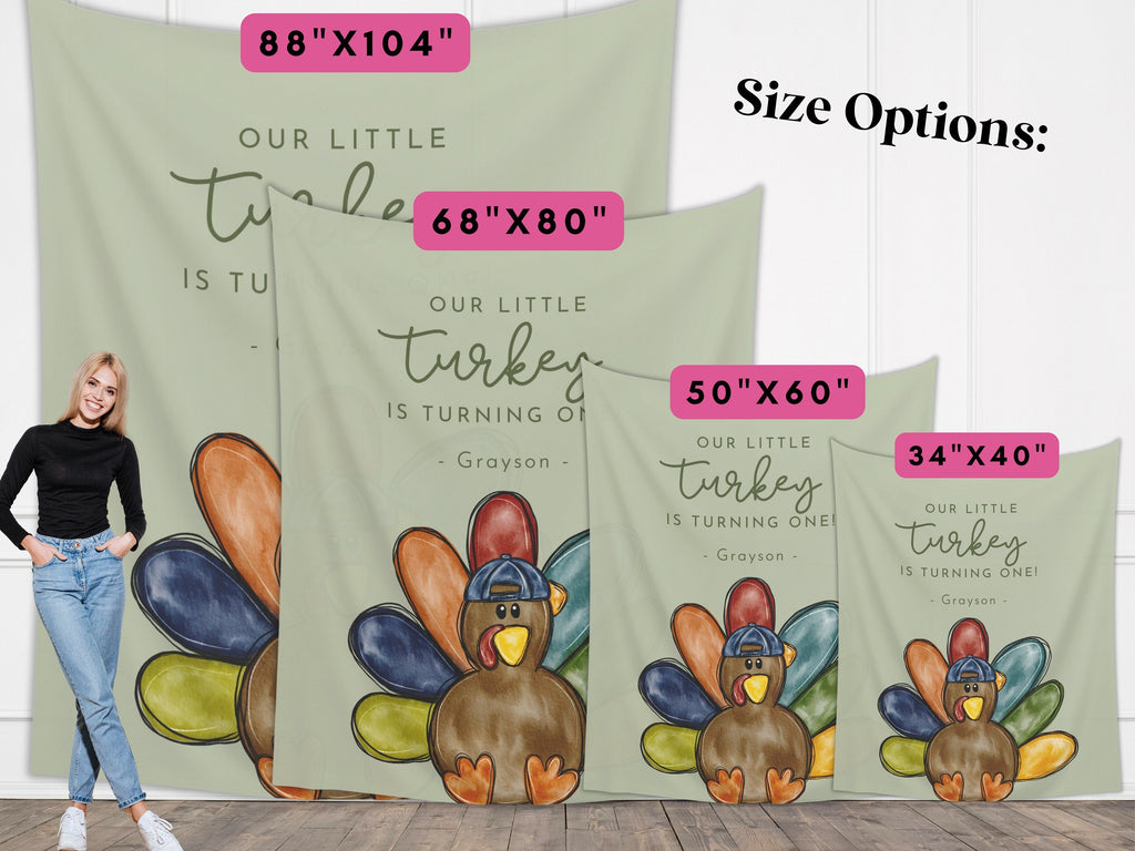 A Little Turkey Boy's Birthday Backdrop